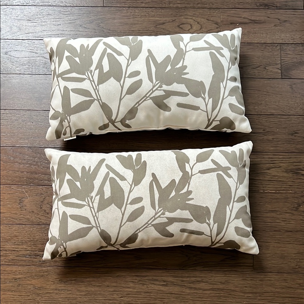 West Elm Indoor/Outdoor Leaf Print Lumbar Pillows - Set of 2